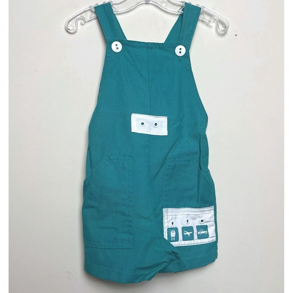 Vintage Baby Toddler Healthtex Blue Aqua Shortalls Overalls Made In‎ the USA 4T